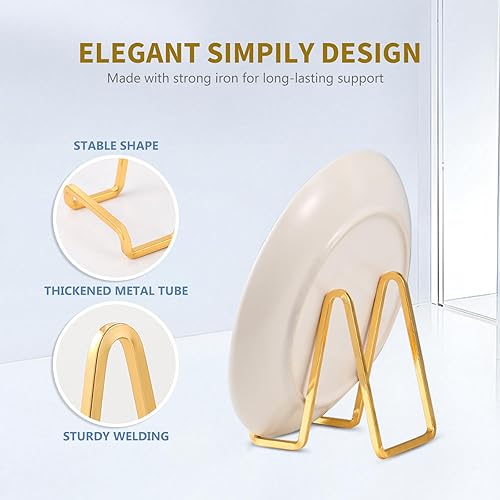 Miniatura 4 de Soporte de exhibición de caballete para platos, soportes de metal de 4.5 pulgadas para exhibición, soporte de fotos de mesa, caballetes de hierro