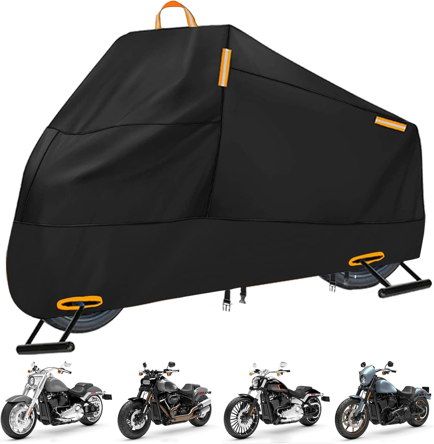 Motorcycle Cover Waterproof Outdoor, 300D Heavy Duty Motorcycle Cover for Ninja 250 300 650 1000 Yamaha YZF R1 R7 MT-09 Suzuki GSXR 600 750 1000 Scooter Cover Protection Fits up to 86" - Black