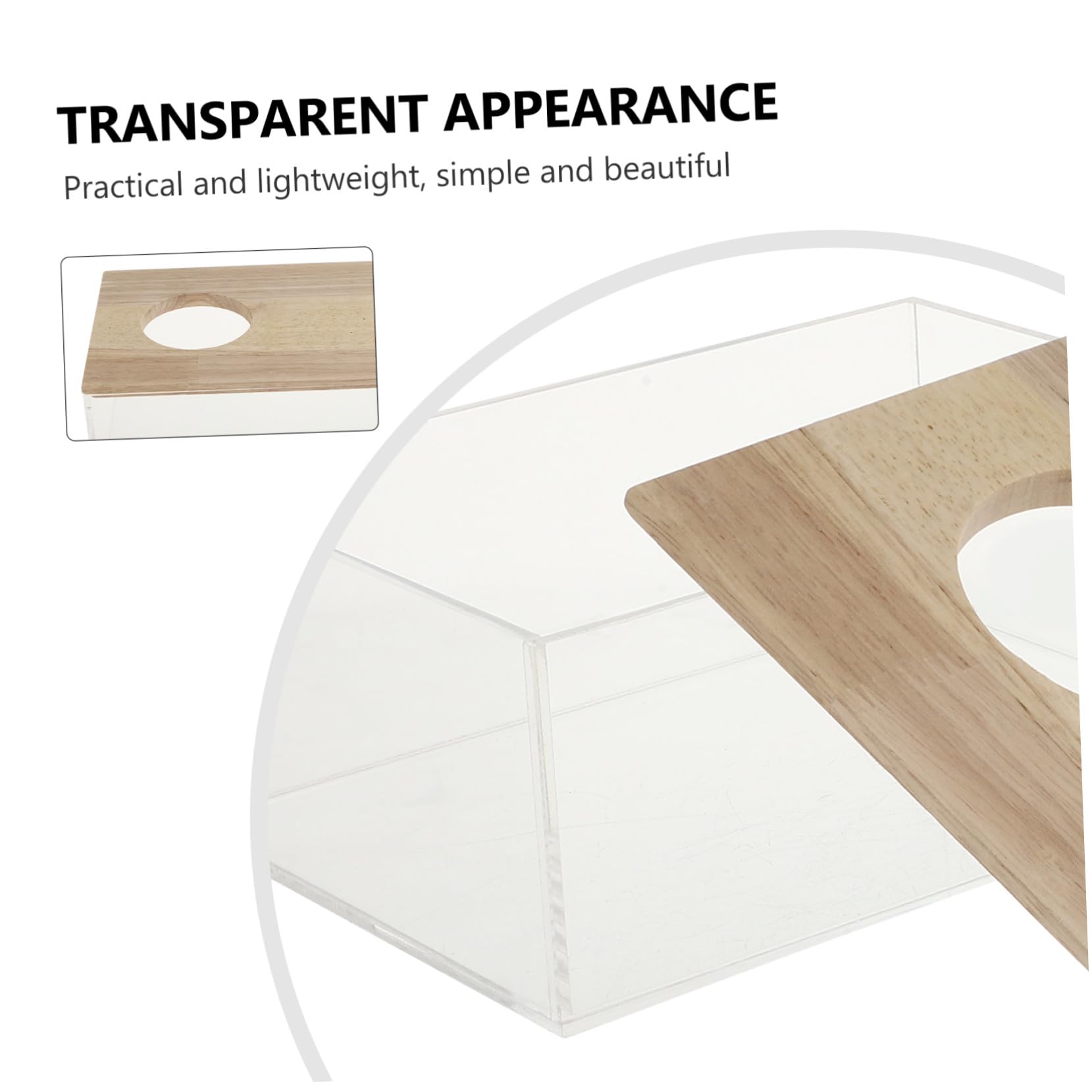 KOMBIUDA Transparente Multifunktions Sandbadbox aus Acryl und Holz für Hamster Dekorative Hamster Badewanne für Zuhause und Sichere Sandbäder