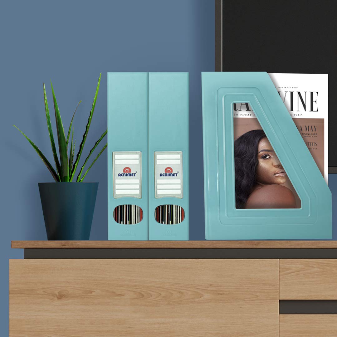 Space Saving Desk Office Organizers With Labels Acrimet Magazine File ...