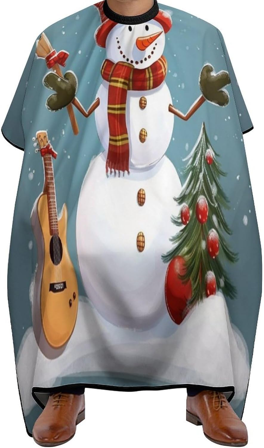 Christmas Snowman Apron for Women Men,Barber Cape with Adjustable Snap Closure,Hair Cutting Cape,66.9 X 56.7 Inches for Hair Dye, Comb-out, Styling, Shampoo