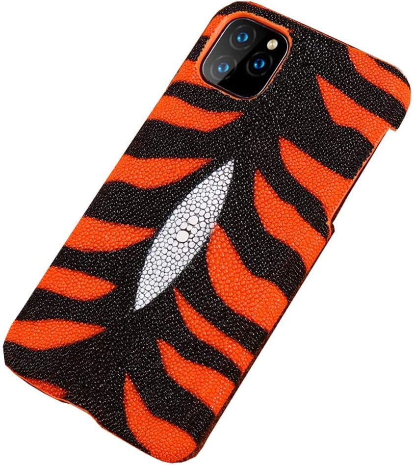 Coque iPhone 11 Pro Max en peau de poisson antichoc et respirante orange