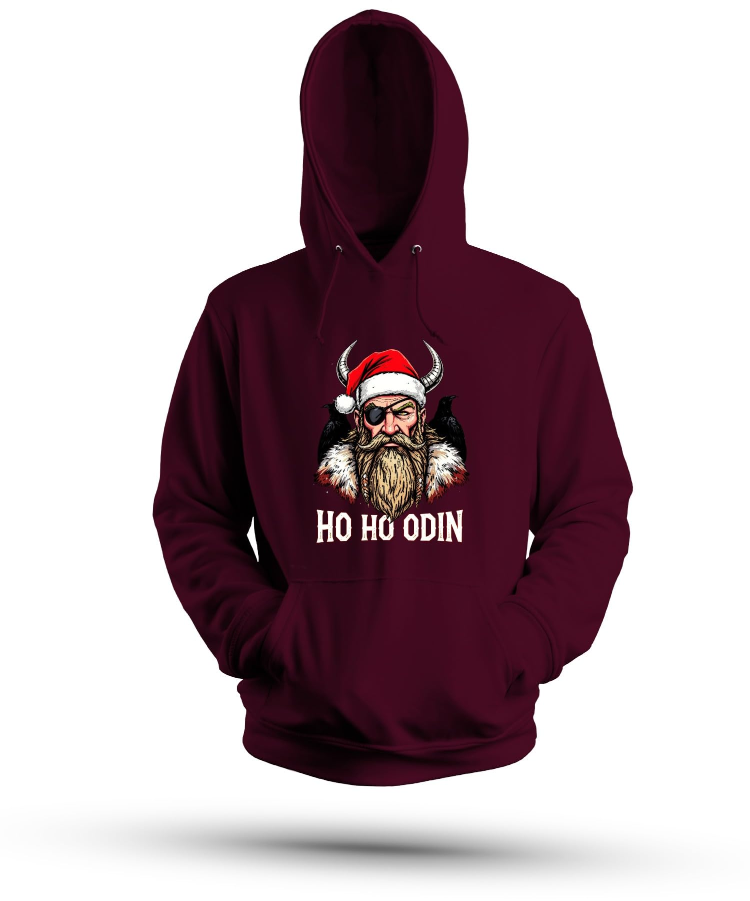 Ho Ho Odin Wikingowie Święty Mikołaj broda Opaska na oczy Rogi Kruki Unisex Bluza z kapturem