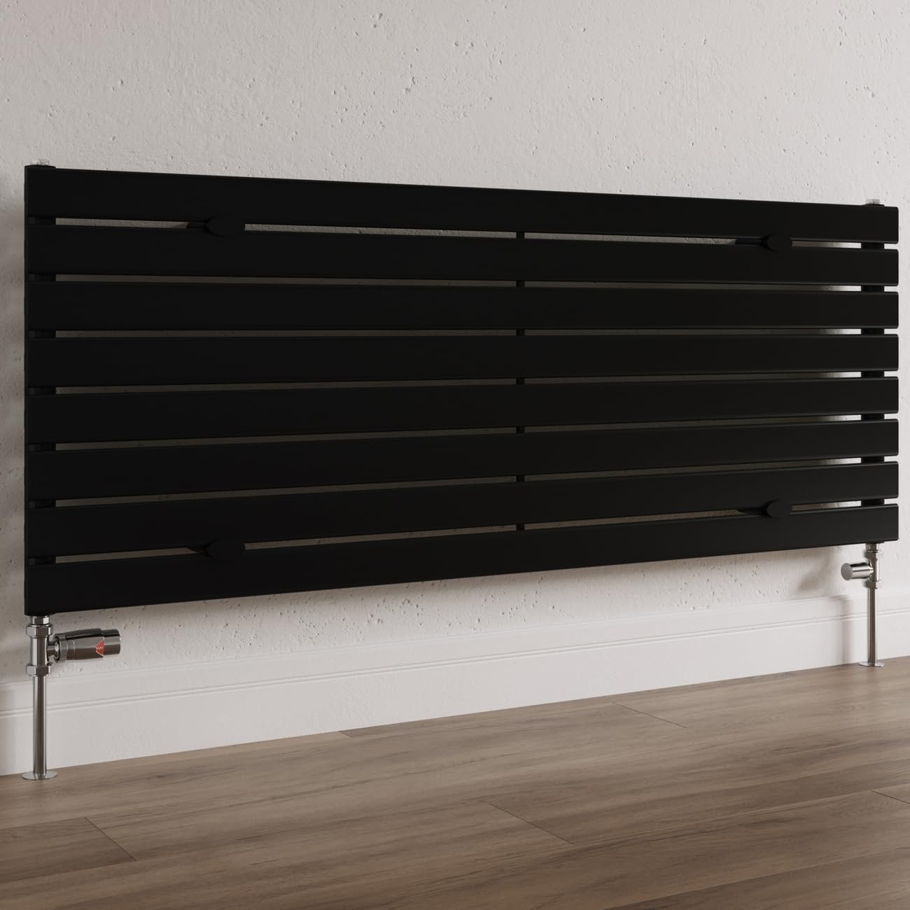 UK Radiators Thermostatic Radiator Valve (TRV), 15mm Straight Lockshield, Glossy Black Nickel Colour - Image 2