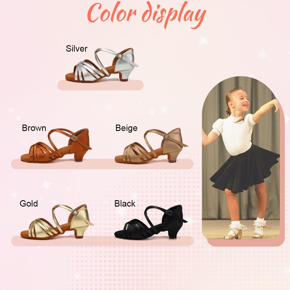 Chaussures de Danse Fille Latine Salsa Tango Professionnel Pratique Chaussure de Danse 4cm Talon