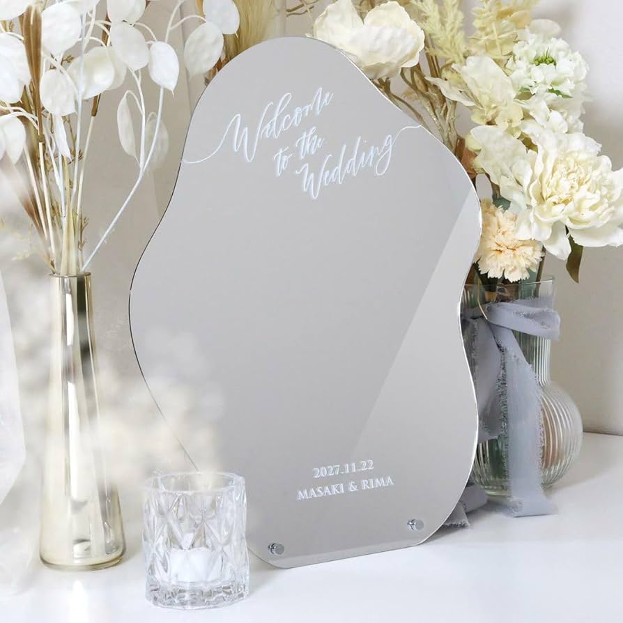 Amazon.co.jp: ウェルカムボード 結婚式 アクリル ミラー 鏡