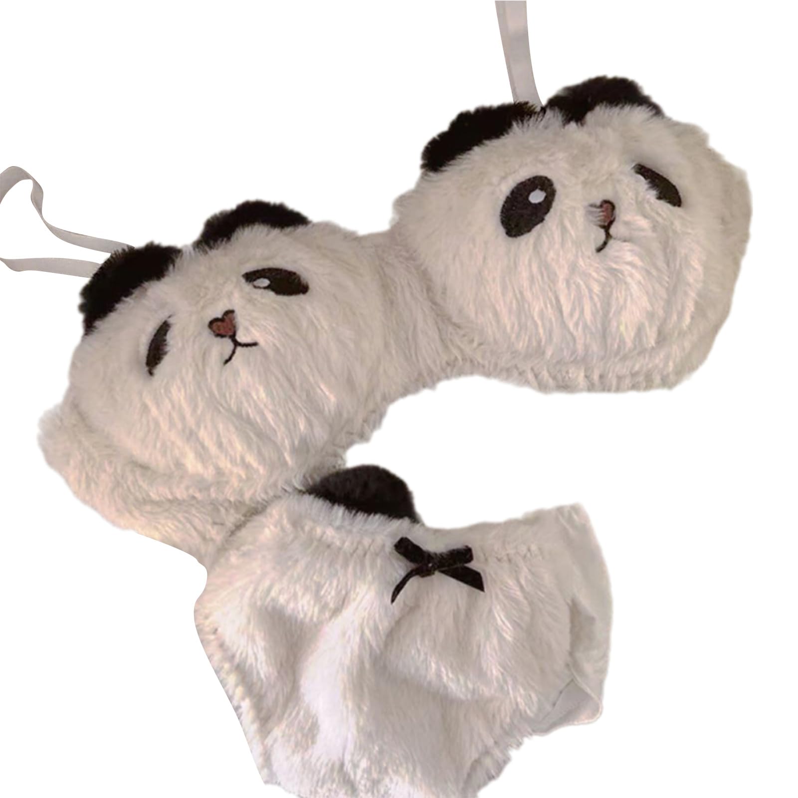 Fhkpsqkcn Women's Cartoon Panda Animal Cosplay Underwear Anime Furry Bra And Panty Set Japanese Plush Lingerie Intimates