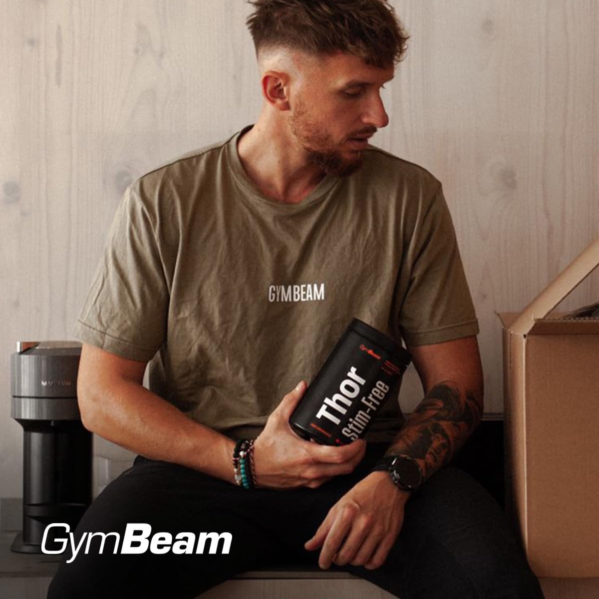 GymBeam - Thor Stim-Free Pre Workout 420 g, Pre Workout Senza Caffeina, Booster per Crescita Muscolare e Prestazioni Elevate, Riduce Affaticamento e Spossatezza (420 g, Mango-Maracuja)