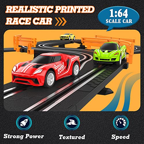 Slot Car Race Track Sets with 4 High-Speed Racing Car, Battery or Electric Race Car Track for Boys and Kids, Dual Racing Game Lap Counter Circular Overpass Track, Gifts Toys for Boys Kids Age 6 7 8-12 by Wupuaait - Image 3