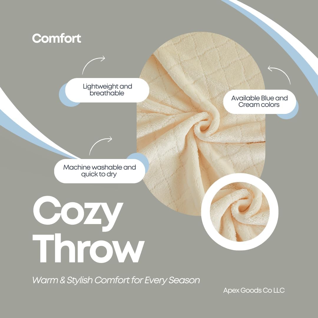 Soft Fleece Throw Blanket – Cozy Lightweight Blanket for Bed, Sofa & Travel 39x59in Warm Plush Decorative Cream Throw for Home and Livingroom - Image 6