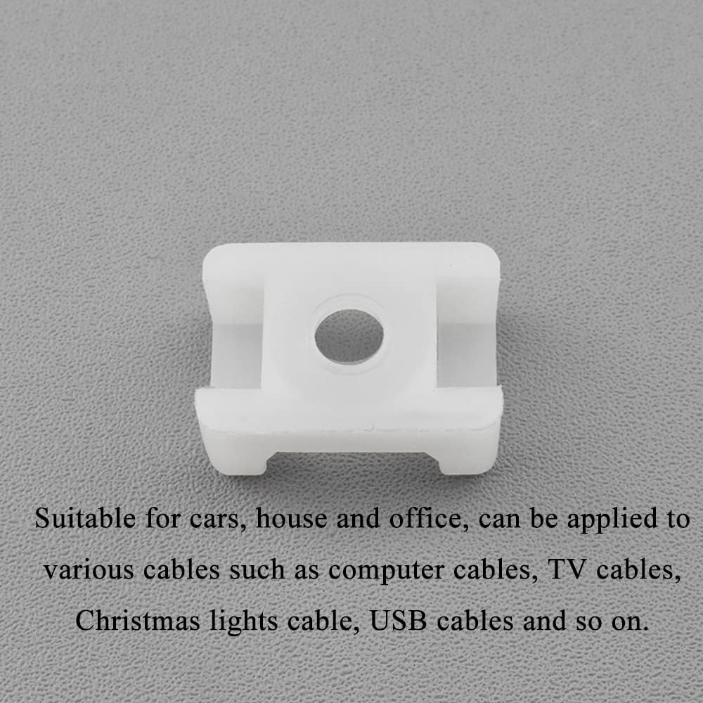 Acoeitl Zip Tie Base Saddle Type Zip Tie Anchors Cable Tie Base Saddle Type Mount Wire Holder with 5mm Screw Hole for Office Home Garden TV cables White 50 Pcs