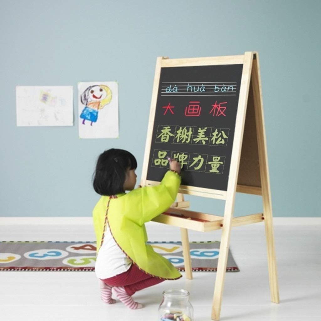 Sketchpad Wooden Kids Easel, Double-Sided Magnetic Drawing Board, Whiteboard & Chalkboard with axis & Paper