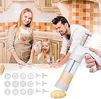 Vista 8 de Pistola de prensa de galletas, pistola de prensa de pasteles, bomba de boquilla de pastelería transparente con 6 discos, 12 boquillas de glaseado