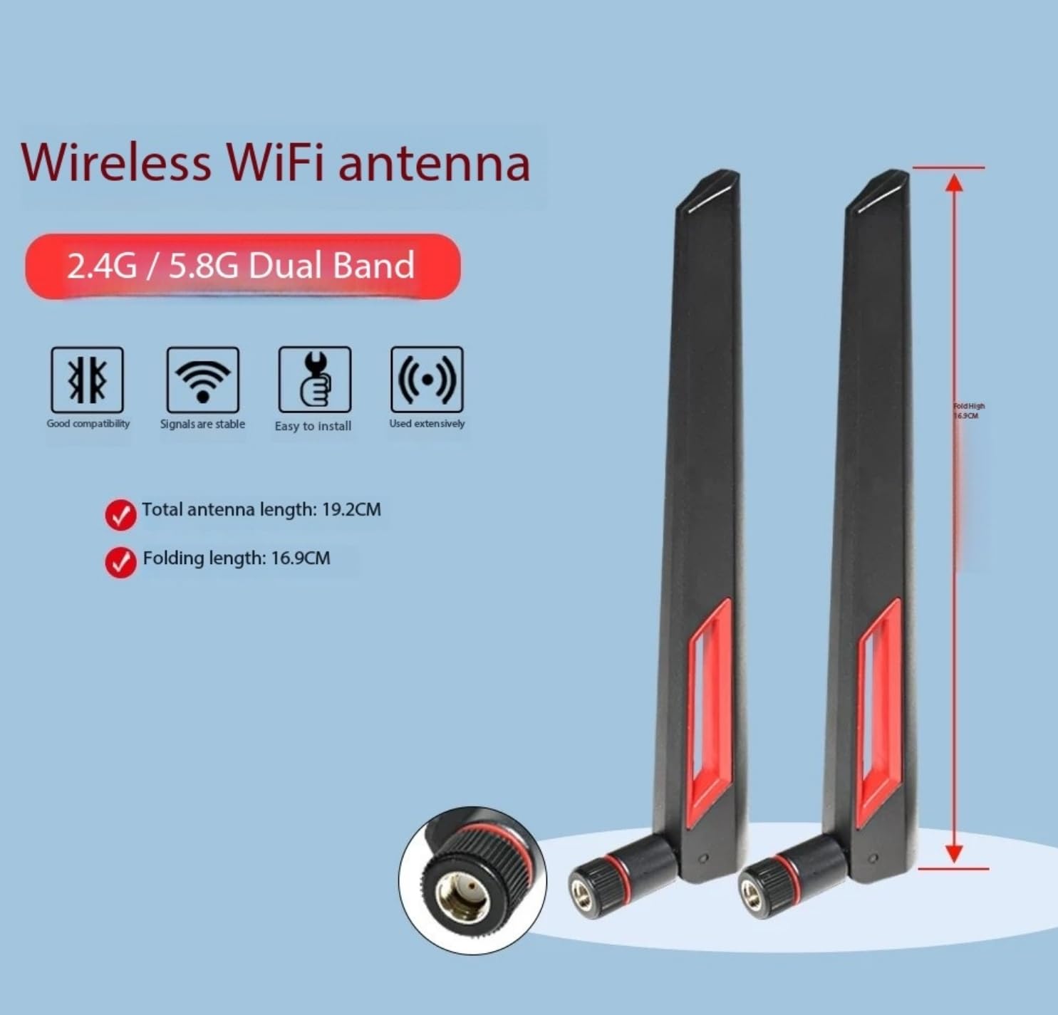 2 Pack | Antenna WiFi Doppia Banda 2,4GHz 5,8GHz con Connettore RP-SMA | Antenna Omnidirezionale 10dBi per Scheda di Rete WiFi PCI-E, Adattatore Senza Fili USB, Telecamera IP di Sicurezza, Router