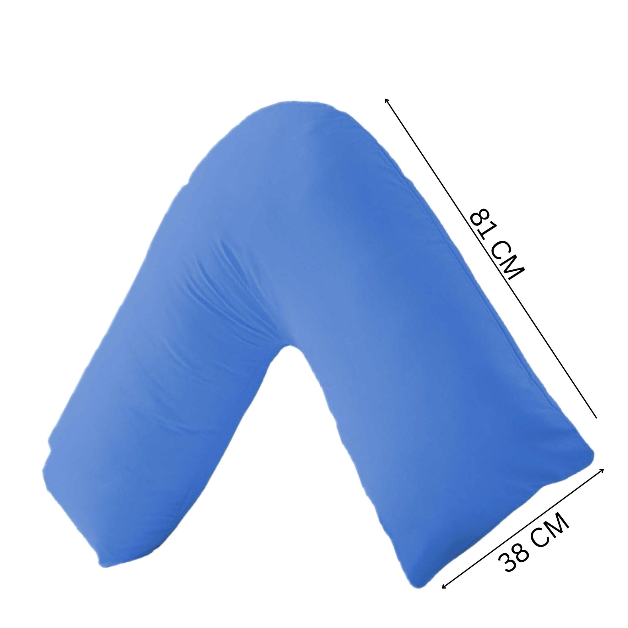 NURBAY V shaped pillowcase cover -100% Polycotton Back & Neck Support Orthopaedic Pregnancy |Nursing V Pillowcase covers only-Envelope Closure (Mid Blue) - Image 2