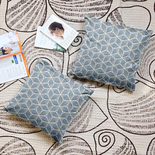 Image of Divine Casa Pluto Cushion Covers Set of 5 Slate Grey | 16x16 Inch Jacquard Patchwork Design Sofa Cushion Covers | Decorative Throw Pillow Covers for Living Room & Bedroom