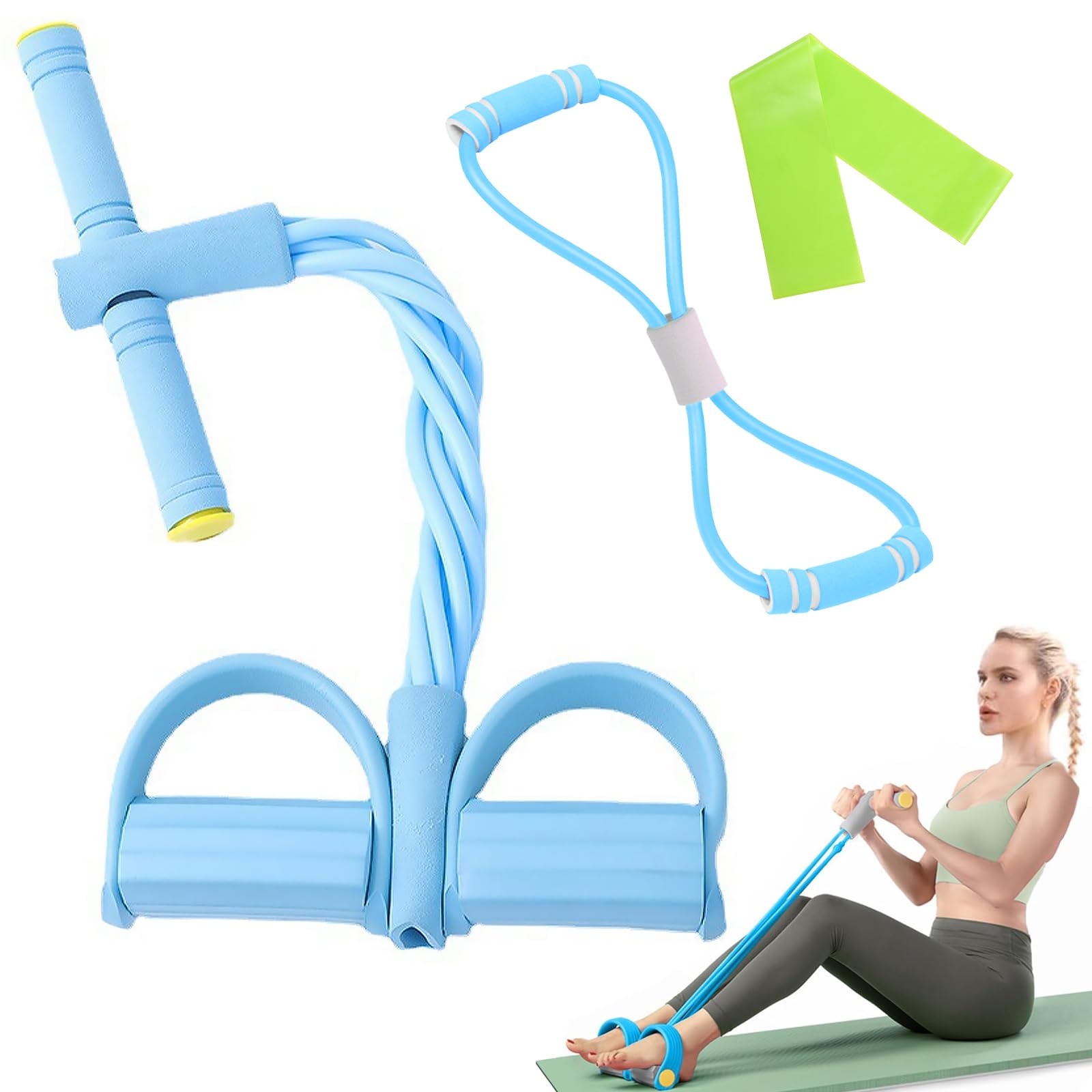 Multifonction Corde de Traction élastique pour Pédale avec Figure 8 Bande de Résistance et Bande Elastique, Bande de Résistance à Pédale, Corde de Tension