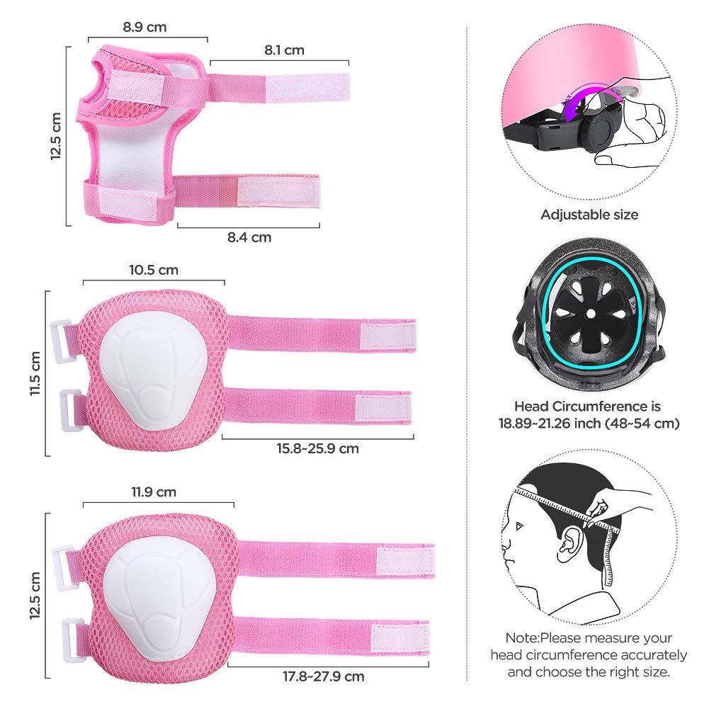 Casque Vélo Enfant Kit de Protections pour Enfants Casque de Enfant, Casque Genouillères Coudières Coussins Poignet Kid's Protective Gear Set pour Skateboard Roller BMX Patin à Glace