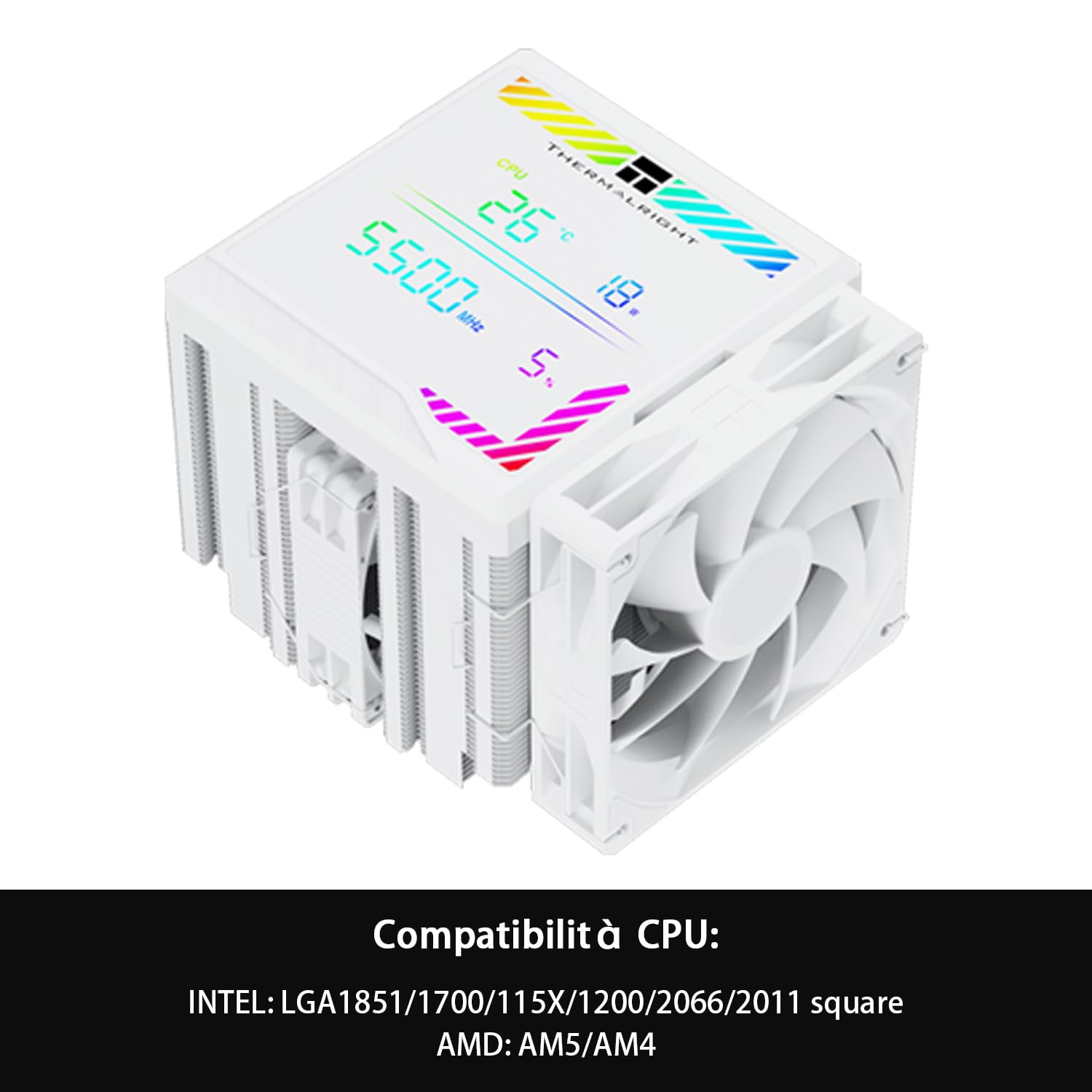 TR -Peerless Assassin 140 Digital White, ventole doppie PWM con velocità di 1850 rpm, supporto Intel lga1700/1851/115X/2011/1200, AM: AM4/AM5