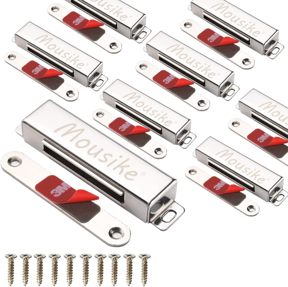 Mousike Magnetic Door Catch,70lb Stainless Steel Cabinet Door Magnets with Strong Magnetic for Kitchen Cupboard Wardrobe Closet Cabinet Door Drawer Latch (3.8"70 lbs(6 Pack))