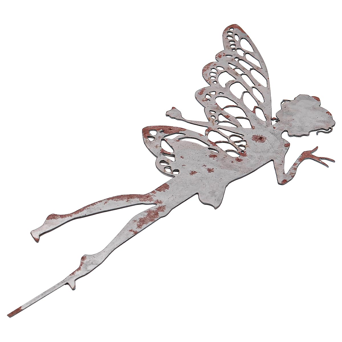 Decorazione Elfo Giardino - Palo Metallico Effetto Ruggine Per Esterni