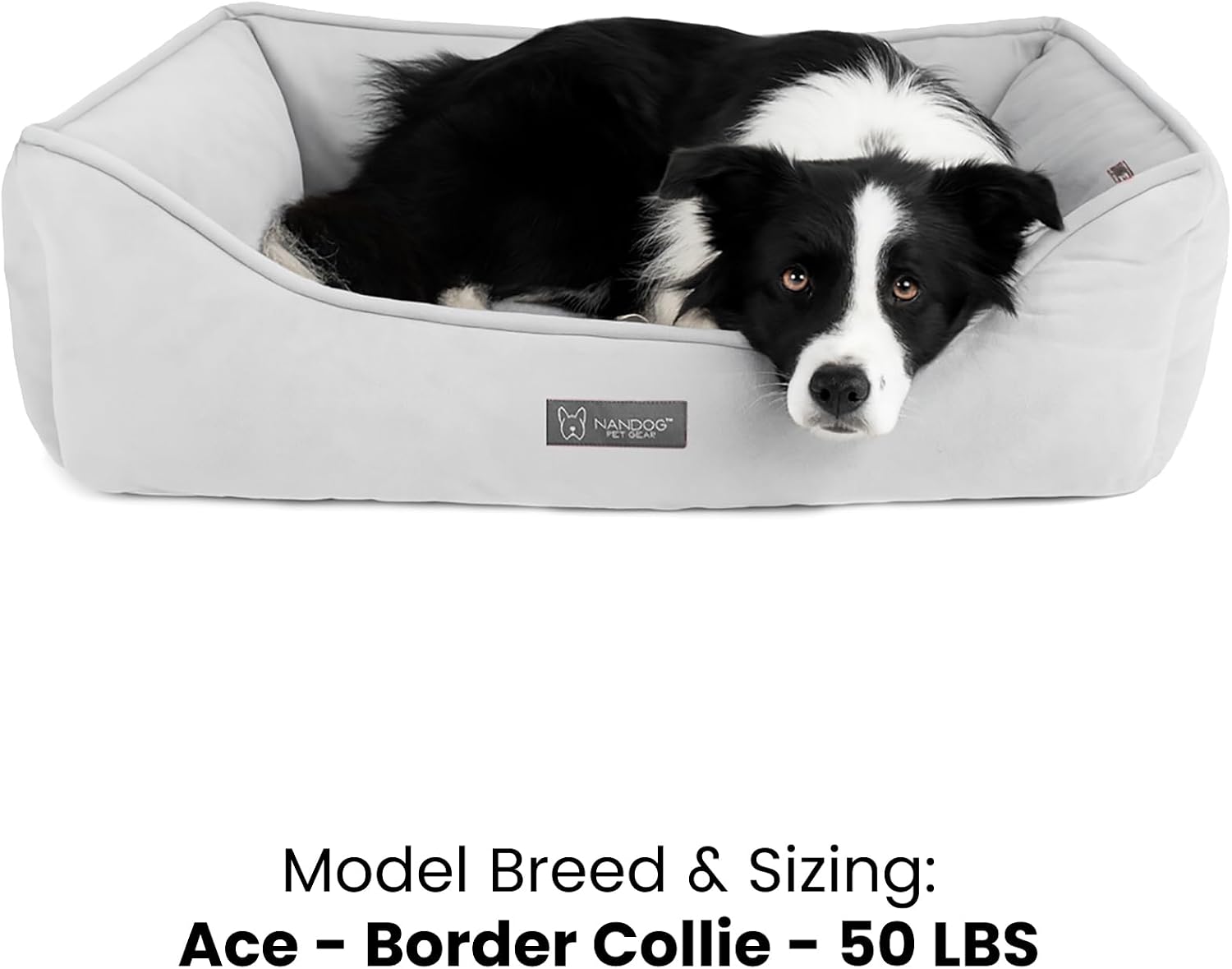 NANDOG Reversible Dog Bed from The Signature Collection– Luxury Cloud-Soft Pet Bed for Medium to Large Dogs & Cats, Premium Pet Gear, Reversible Design, Plush Comfort, Modern Style - Light Grey