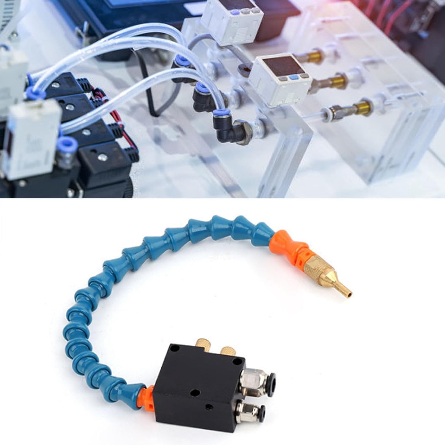 Jeanoko Mist Coolant System, Adjustable Airflow Spray Volume ABS Material, Coolant Lubrication Spray System, for Metal Cutting Engraving CNC Lathes Milling Machines