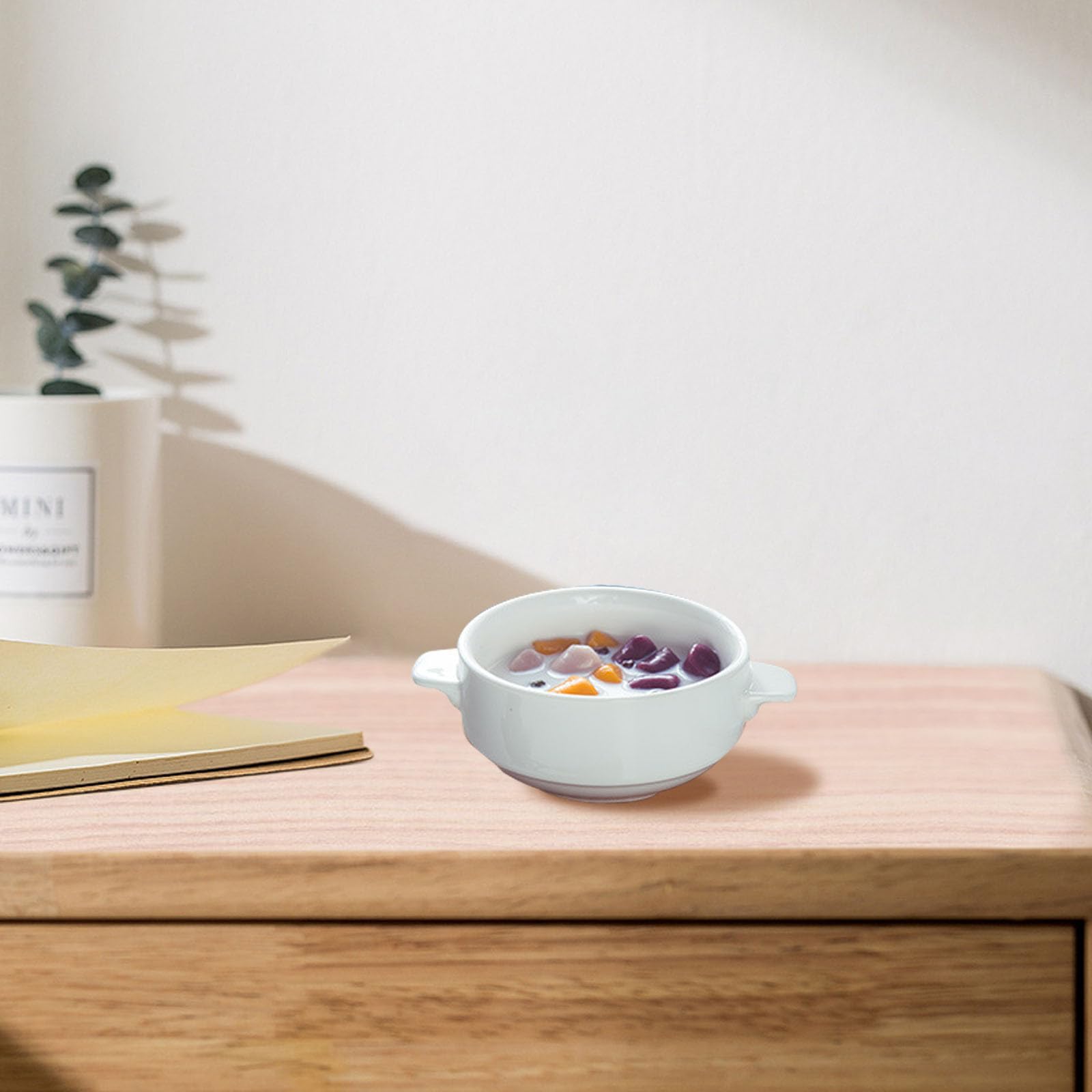 2 Tazones de Cerámica Blancos con Doble Asa para Sopa y Cereales, Diseño Elegante y Versátil para Uso en Casa y Restaurante