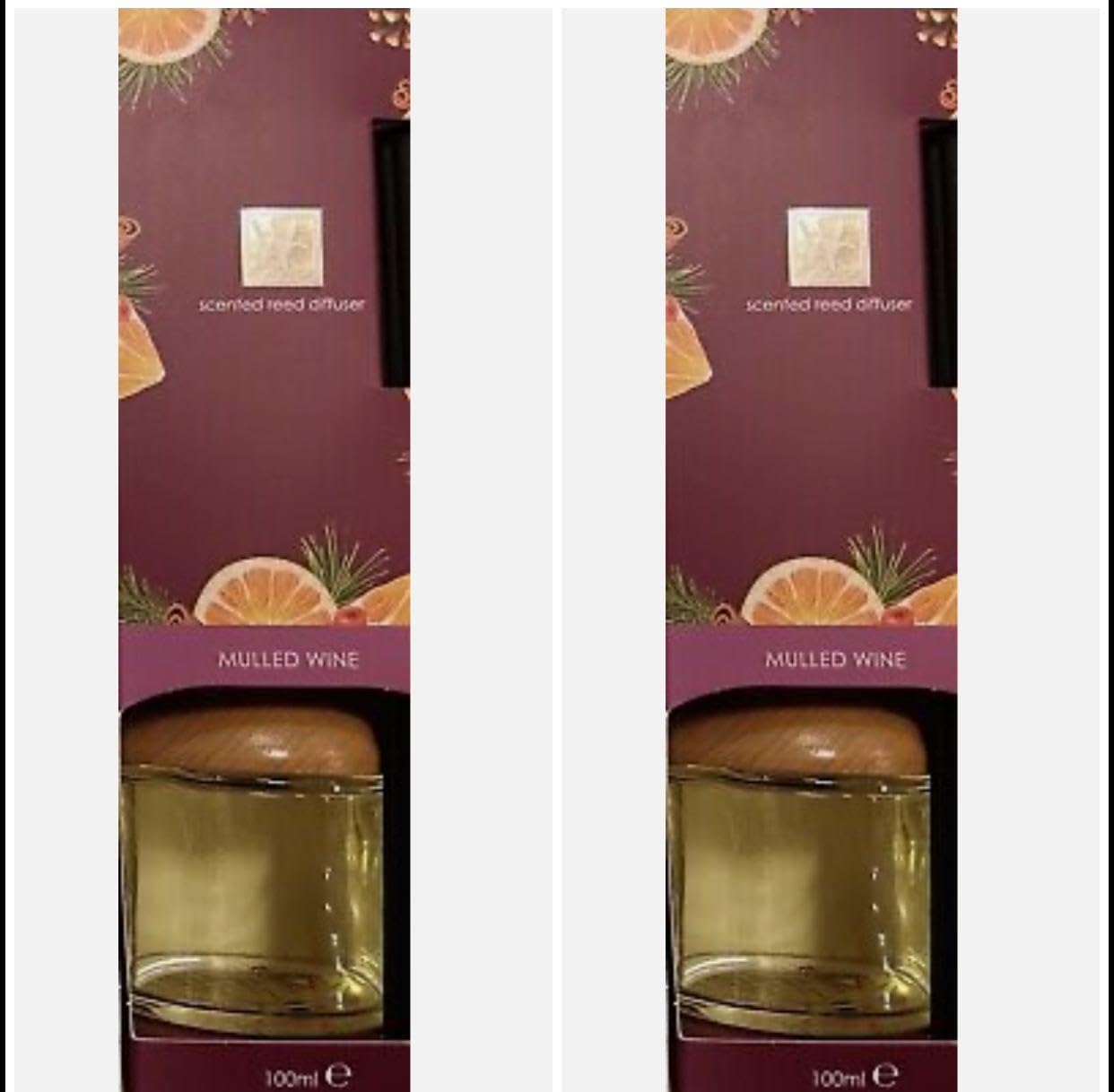 Allglazz Burgundy Wickford & Co Reed Diffuser, Mulled Wine, 2 Pack, 100Ml Each