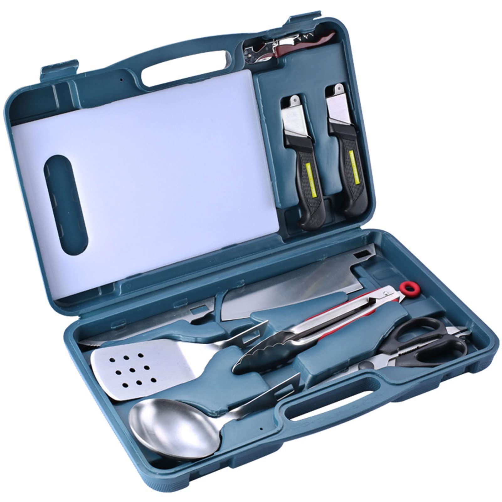 Set regalo di utensili per barbecue resistenti per uomo, utensili per griglia in acciaio inossidabile Kit di accessori per grigliate, accessori per griglia portatili con custodia per il trasporto, pe
