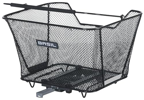 Basil Lesto Fahrradkorb MIK, Schwarz – abschließbares MIK-System inkl. Adapterplatte, wetterfest & robust, ideal für Einkäufe und tägliche Nutzung
