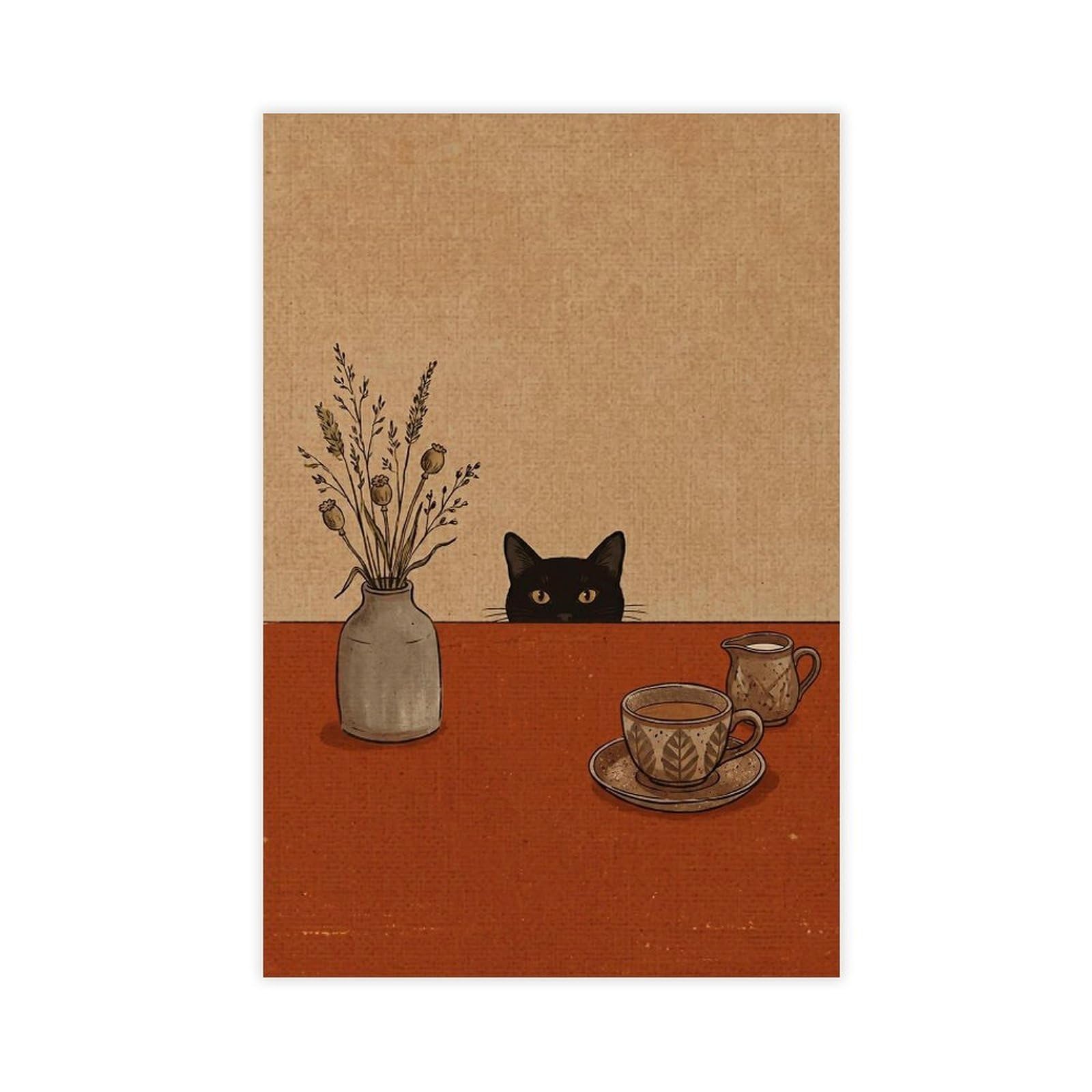 Sneaky Black Cat – accogliente decorazione per cucina a tema caffè poster decorazione camera da letto paesaggio ufficio camera da letto decorazione regalo 61 cm L x 91,4 cm W