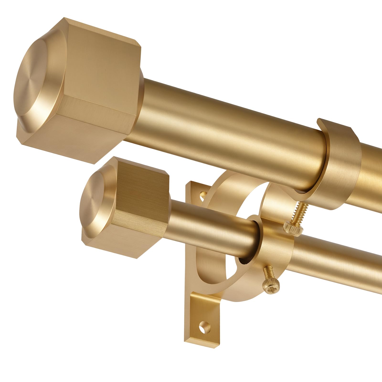 Photo 1 of 1 inch Double Curtain Rod 72 to 144 Inch(6-12 Feet),Telescoping Heavy Duty Double Drapery Rod,Premium Aluminum Finials with Brackets