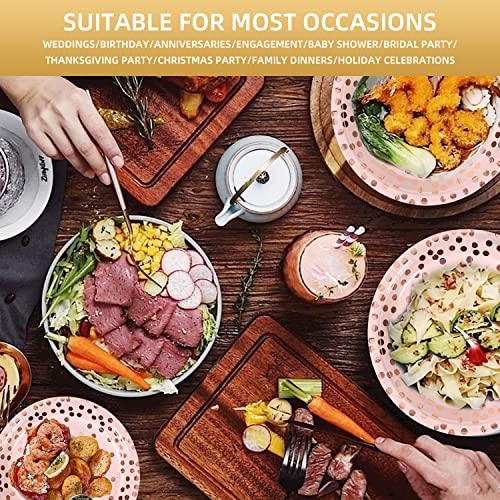 Cenlbj Pink & Rose Gold Dots Party Paper Plates, 50 Pcs Disposable Party Supplies Dessert Paper Plates For Birthday Party Wedding Bridal Shower Party Supplies (7 Inches) #TOP4