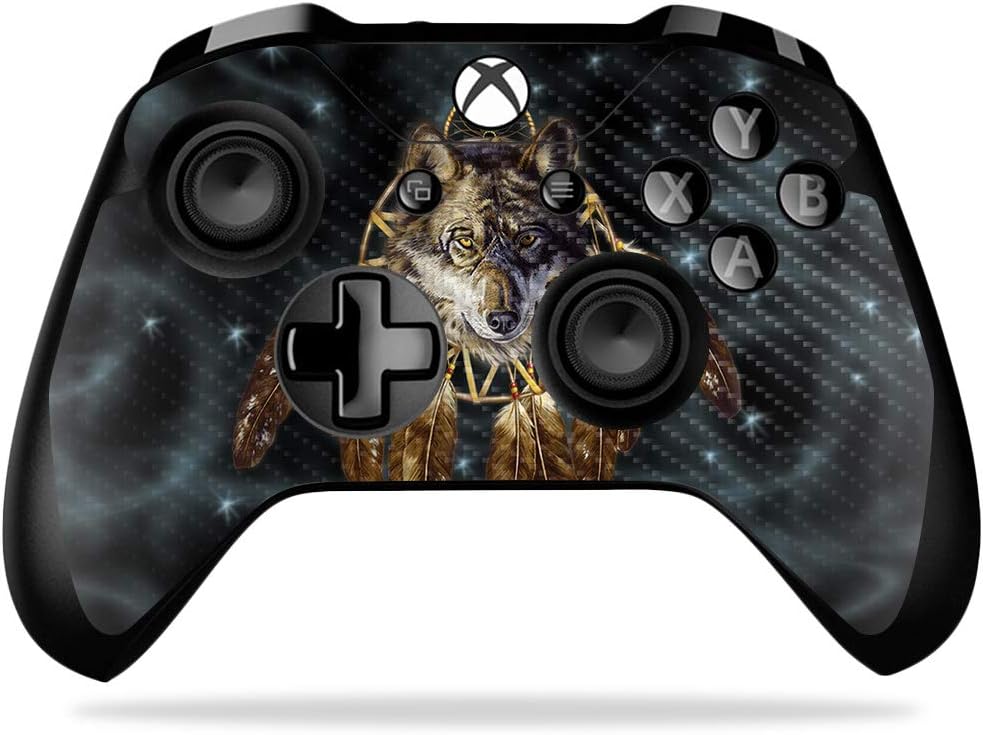 MightySkins Carbon Fiber Skin for Microsoft Xbox One X Controller - Wolf Dreams | Protective, Durable Textured Carbon Fiber Finish | Easy to Apply, Remove, and Change Styles | Made in The USA