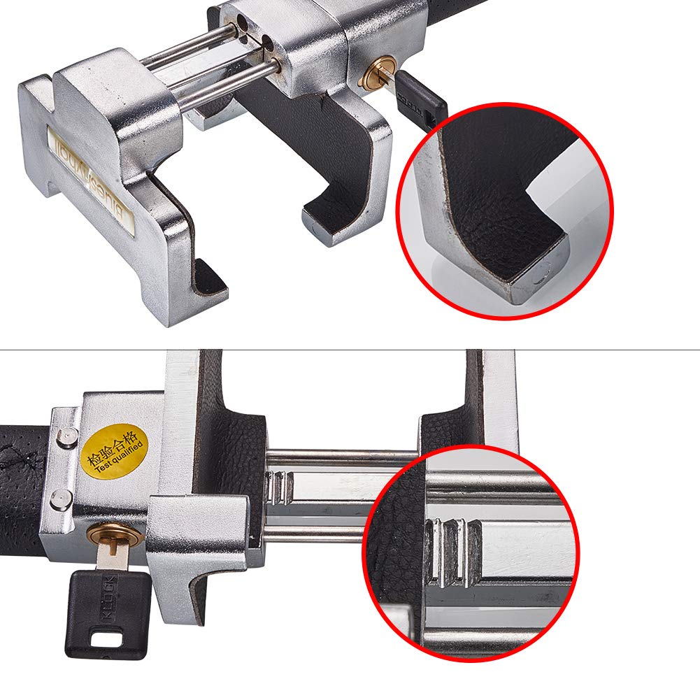 Blueshyhall Bloccaggio volante con allarme, 130 dB con allarme per auto, antifurto, volante auto, immobilizzatore, blocco volante per auto, camper, camion, universale