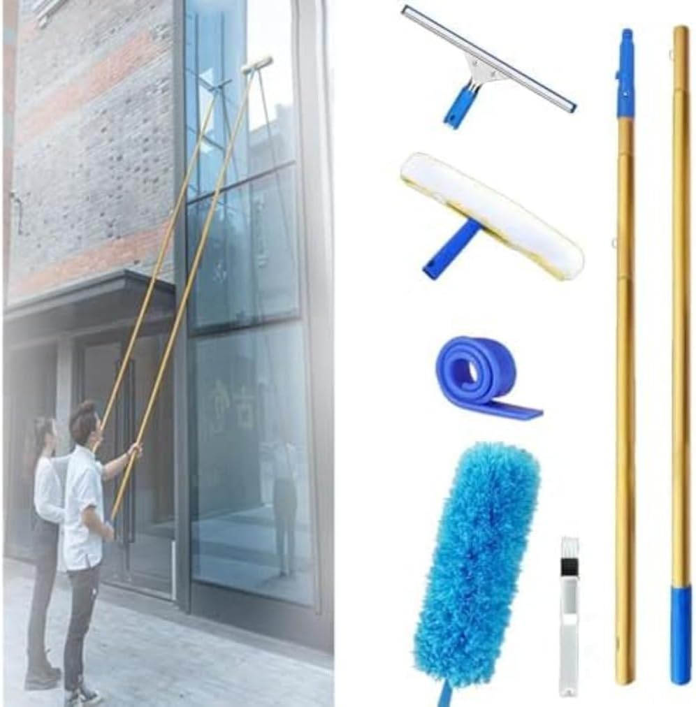 Ghbunuz ハイブラシ外壁掃除ブラシハイウィンドウ掃除ツールハイクリーニングハイガラスワイパーゴム製ウィンドウスクレーパー高さ4