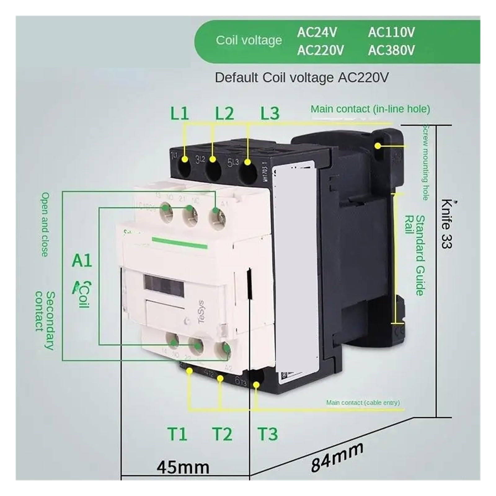 LC1D25 LC1D32 LC1D38 Stycznik 220V AC 3P LC1D B7C F7C M7C Q7C 24 110 380(Lc1d38 38a,48V)