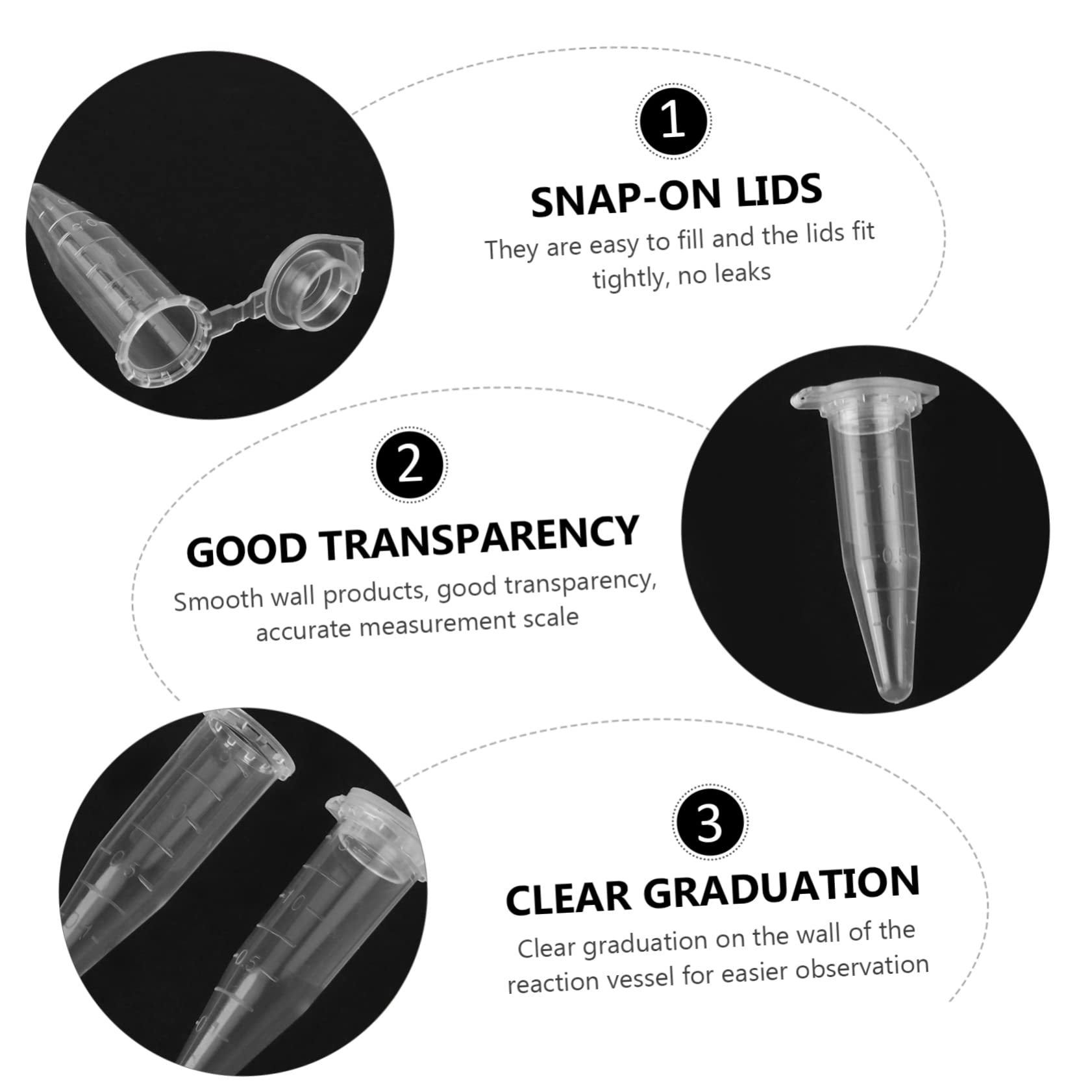 NAMOARLY 1000 Pcs Microcentrifuge Lab Tubes Centrifuge Sample Laboratory Test Tubes Laboratory Tubes Centrifuge Test Tubes Membrane Test Tubes Drying Tube Clear Plastic