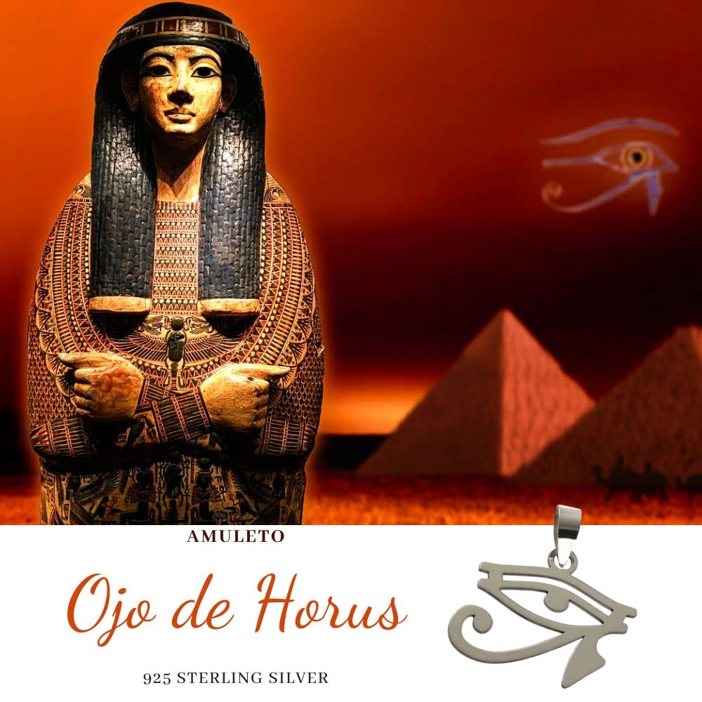 Pendentif œil d'Horus en argent sterling l'œil que tout le voit est utilisé comme amulette contre les maladies et le mauvais œil, Argent sterling, Pas de gemme