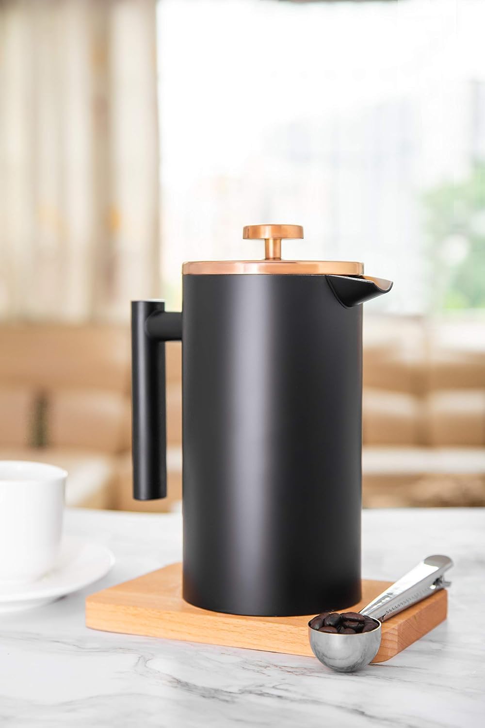 Cafetiere - Cafetera de prensa francesa de 600 ml, acero inoxidable aislado de doble pared, sistema de filtración de 3 niveles, prensa francesa para el hogar, camping y oficina (2 tazas a 4