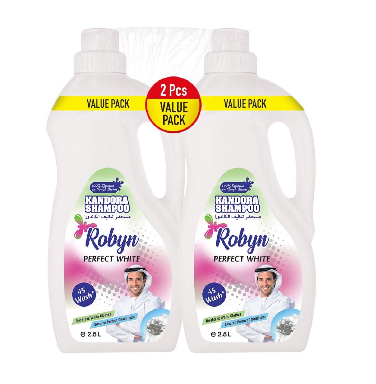 ROBYNPerfect Luxurious White Kandora Shampoo Power Liquid Detergent 2.5 Litre + 2.5 Litre (PACK OF 2)