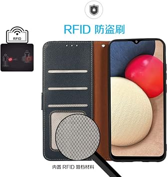 Asus Zenfone 9 /10 対応 手帳型 PUレザー ケース カード収納 スタンド機能付き マグネット式 財布型 YBLRFID 青