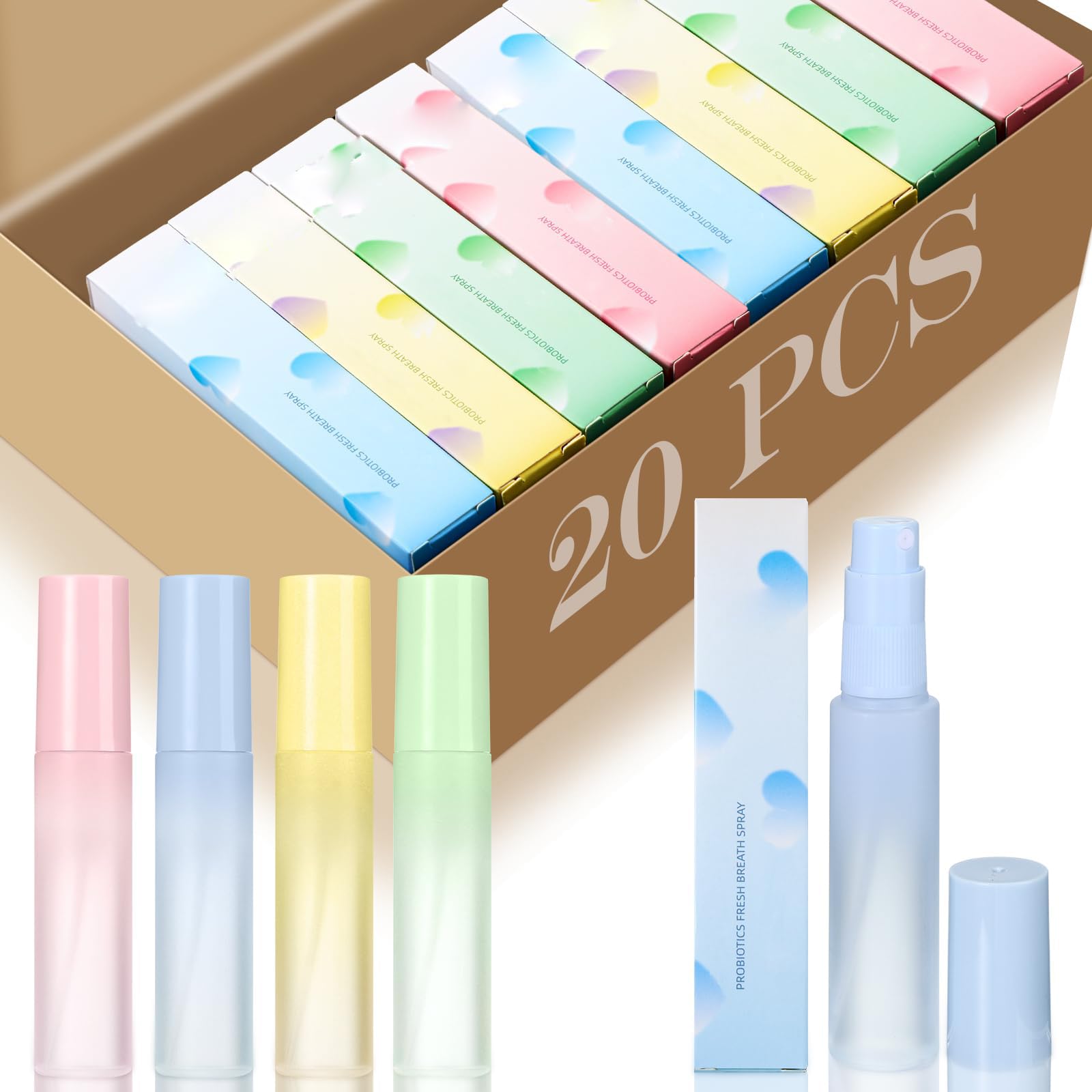 NALACAL Breath Freshener Spray, 20 Pcs Breath Spray, 4 Styles Compact Portable Refreshing Cool Breath Oral Odor Care Mouth Spray, Bad Breath Odor Removal Spray, Fresh Breath Oral Care Essence