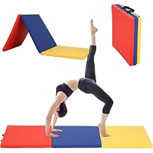 BLKMTY Gymnastics Mats - 2x6 Folding Exercise & Yoga Mat with Carrying Handles for Kids Tumbling & Home Gym