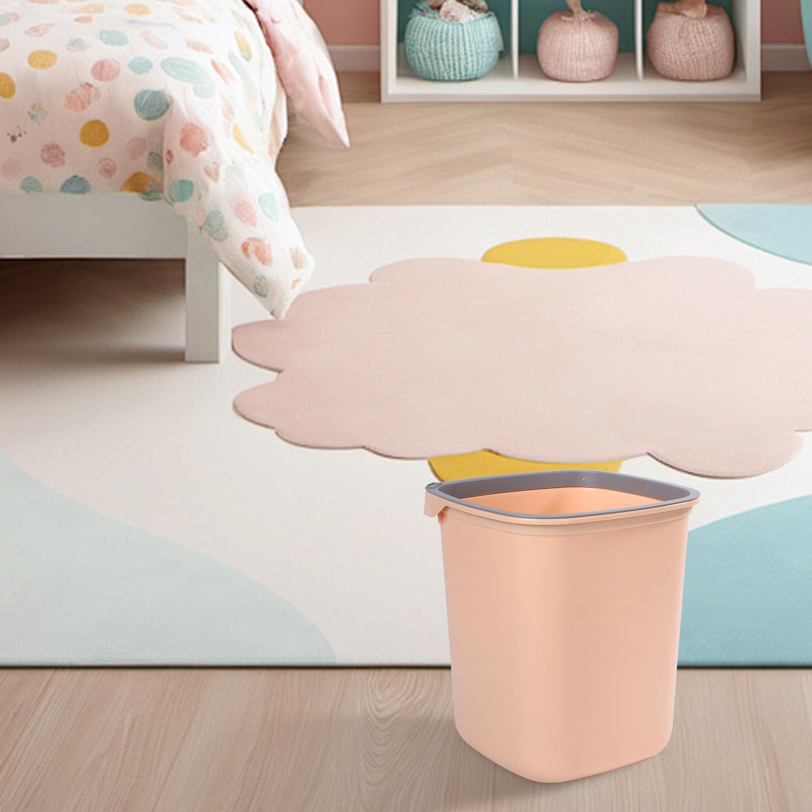 DAINROET 3Pcs Uncovered Trash Cans,10L,Pressure Ring Design Plastic Garbage Bin,Suitable for Offices,Homes,Dormitories(Square,Orange)