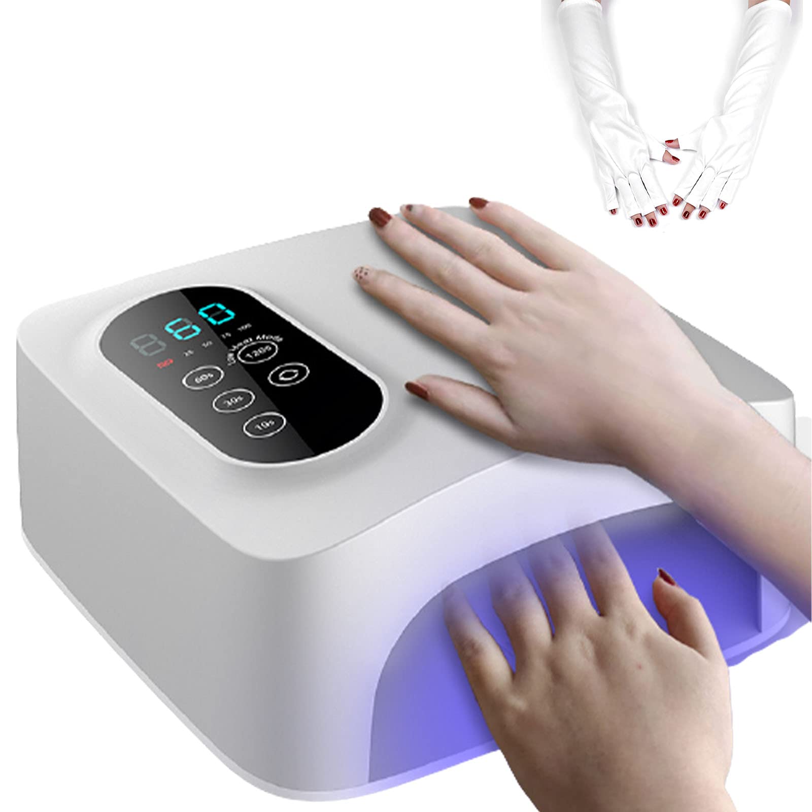 Lampada UV per Unghie a LED 72W Ricaricabile 15600mAH Lampada Arricciacapelli per Smalto Professionale per Unghie in Gel per Tutti Gli Smalti per Unghie in Gel con Guanti Anti-UV