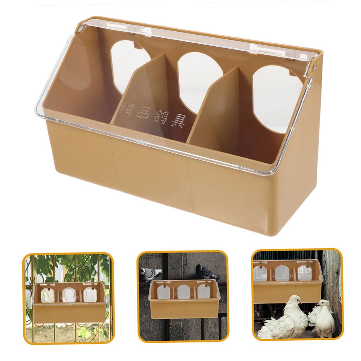Comedero Colgante para Palomas y Codornices Multifuncional Tapa, Plástico Resistente, Color Café, 2 Piezas, para Jaulas de Aves Domésticas y Suministros de Alimentación