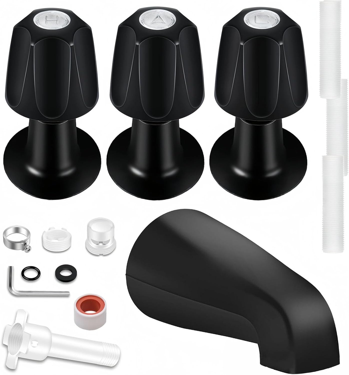 Tub Shower Trim Kit,Shower Knob 3 Piece and Bathtub Faucet Set,Compatible with Price/Pfister Verve 3 Handle Tub Faucet, for 1/2'' Pipe Male Thread Connection, 3/4'' IPS Pipe Inside Thread (black)