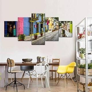 QMCVCDD Decorazione della Casa 5 Pezzi Murale Colorata Comunità Messicana Stampe Quadri Tela 5 Pezzi Immagine Parete Camera Divano Sfondo Home Decor Arte Murale Stampe E Quadri